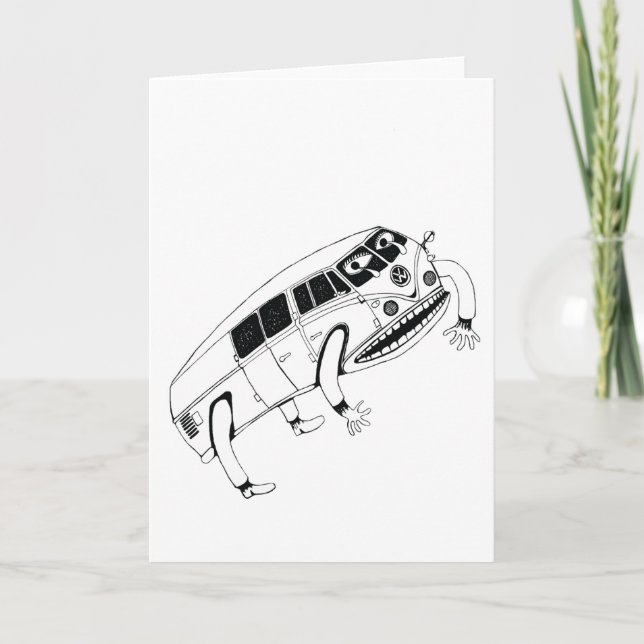 Cartão de Saudação de Ilustração do Kombi Van (Frente)