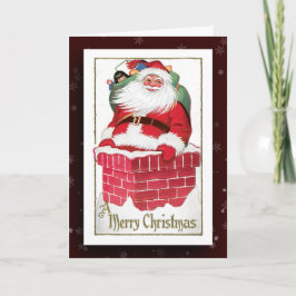 Cartão de Saudação de Imagem Vintage Santa Claus