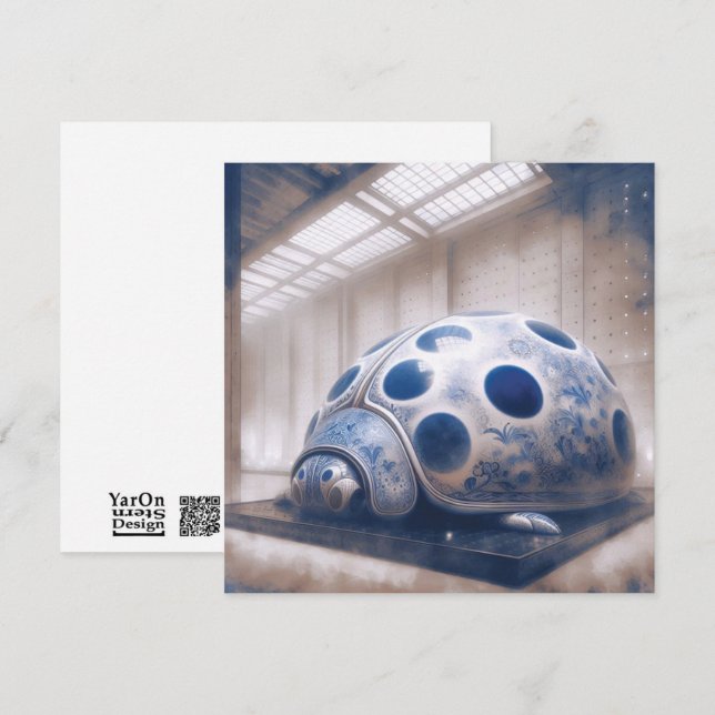 Cartão de Saudação de Laydybug de Porcelana Azul (Frente/Verso)