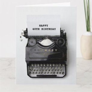 Cartão de saudação de máquina de escrever aniversá