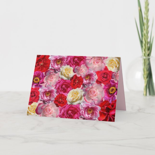 cartão de saudação de muitos rosas (Frente)