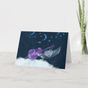 Cartão de saudação de música para asas cardíacas