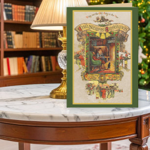 Cartão de saudação de natais vintages dobrado