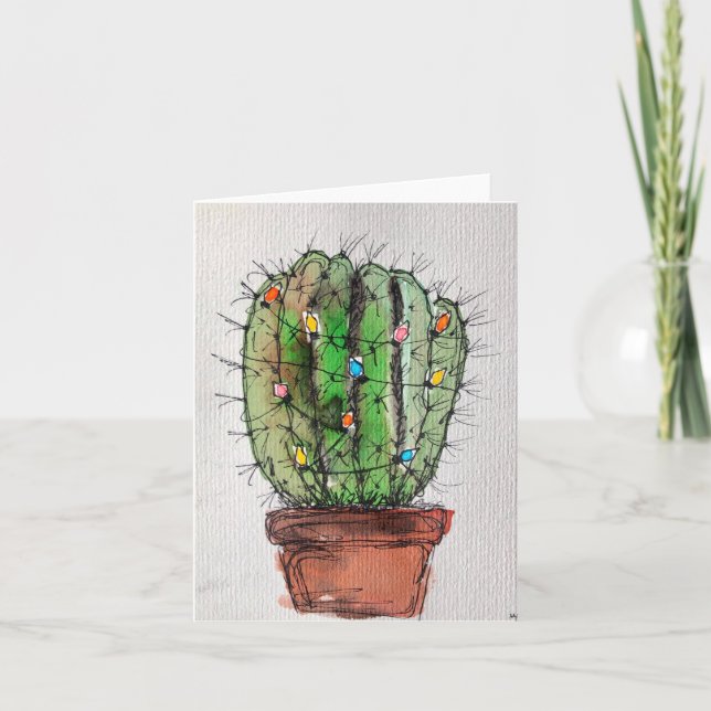 Cartão de Saudação de Natal Cactus (Frente)