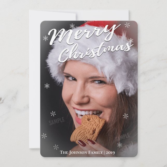 Cartão de Saudação de Natal Com Uma Foto De cheio (Frente)