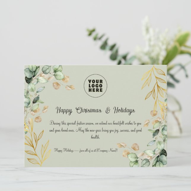 Cartão de Saudação de Natal Corporativo Personaliz (Em pé/Frente)