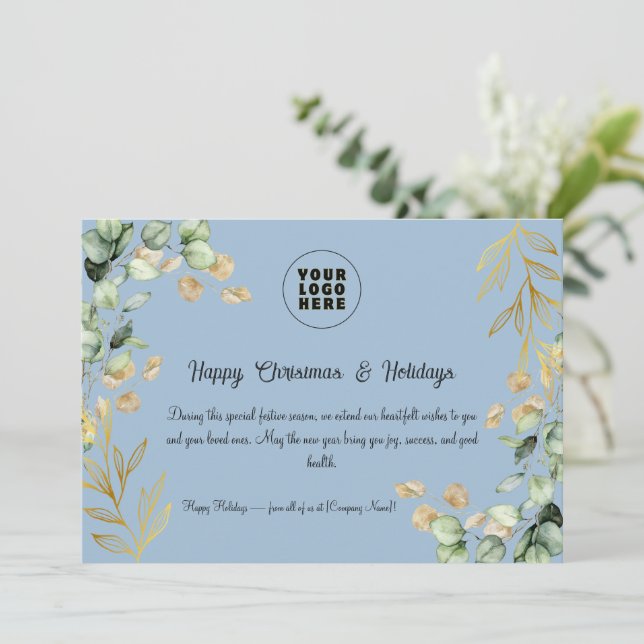 Cartão de Saudação de Natal Corporativo Personaliz (Em pé/Frente)