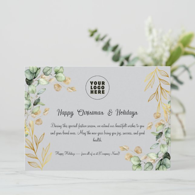 Cartão de Saudação de Natal Corporativo Personaliz (Em pé/Frente)