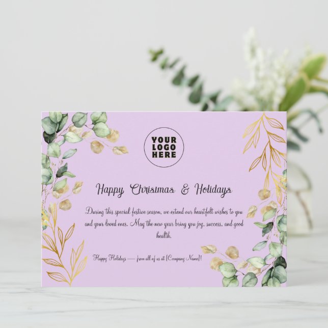 Cartão de Saudação de Natal Corporativo Personaliz (Em pé/Frente)