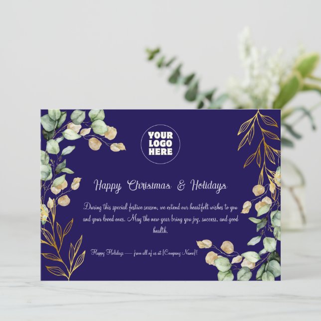 Cartão de Saudação de Natal Corporativo Personaliz (Em pé/Frente)