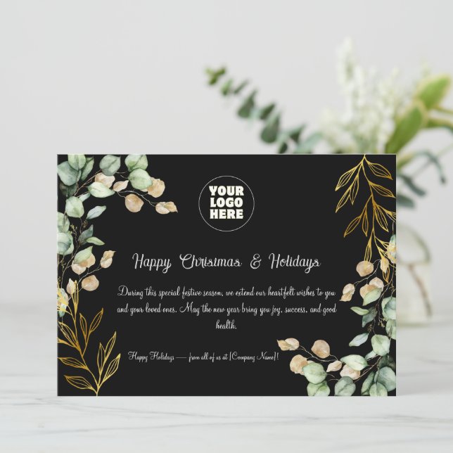 Cartão de Saudação de Natal Corporativo Personaliz (Em pé/Frente)