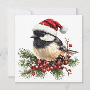 Cartão de Saudação de Natal de Chickadee
