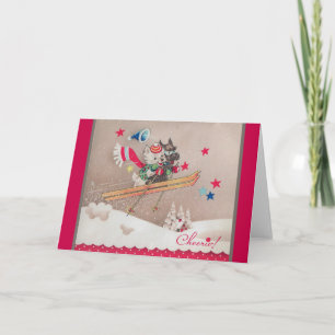 Cartão de Saudação de Natal de Esqui