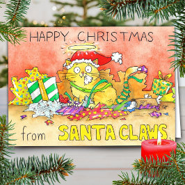 Cartão de Saudação de Natal de Gato Engraçado