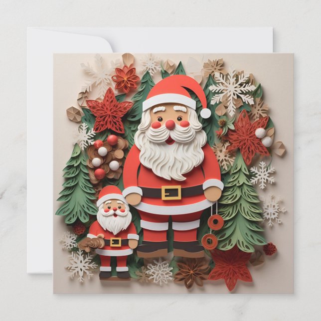 Cartão de saudação de Natal decorado durante o fer (Frente)