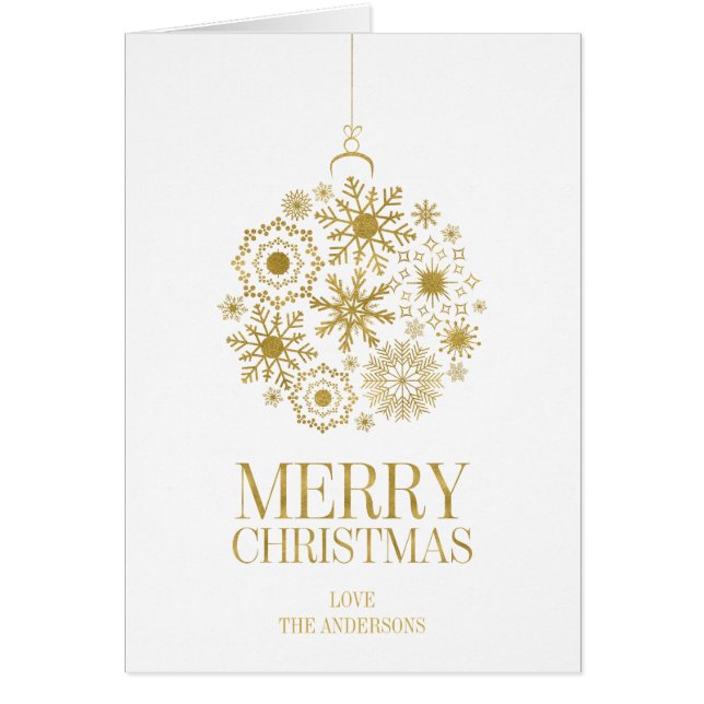 Cartão de Saudação de Natal do Ornamento do Floco  (Frente)