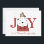 Cartão de Saudação de Natal do Polar Bear<br><div class="desc">Um cartão de Natal único e moderno,  com tipografia de JOY ilustrada com urso polar,  com um padrão de urso polar no verso do cartão.</div>