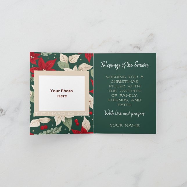 Cartão de Saudação de Natal Dobrado da Elegância B (Interior)