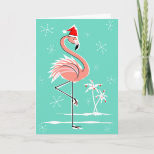 Cartão de saudação de Natal Feliz Flamingo
