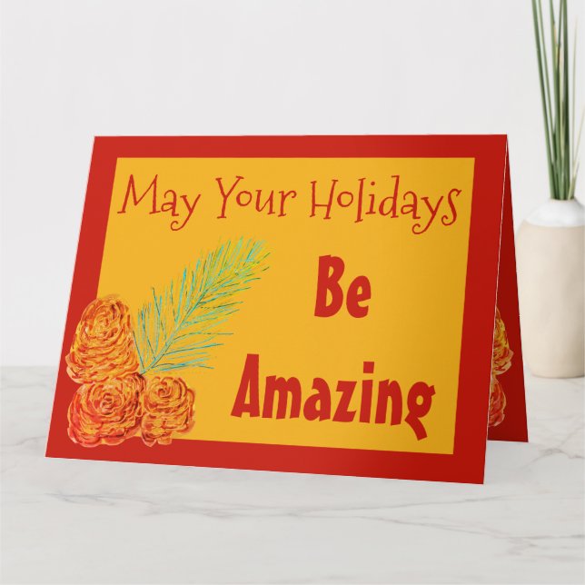 Cartão de Saudação de Natal Moderno Dourado E Verm (Frente)