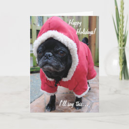 Cartão de Saudação de Natal Moody Pug