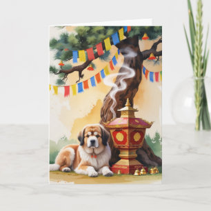 Cartão de Saudação de Natal para Cão Mastiff Tibet