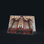 Cartão de saudação de Natal para o órgão da igreja<br><div class="desc">As torres de tubos de metal prateado do órgão na Igreja de Scot,  Melbourne.</div>