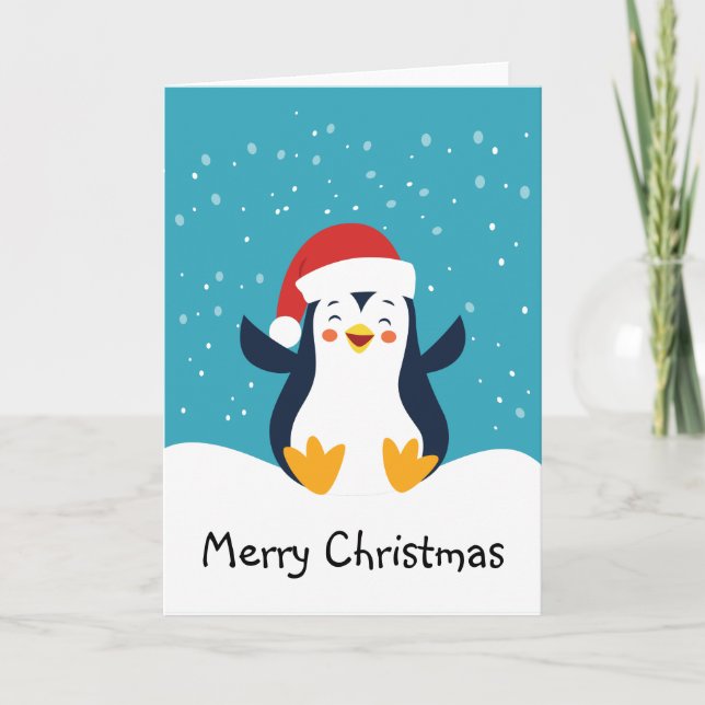 Cartão de Saudação de Natal para Pinguim Bonito (Frente)