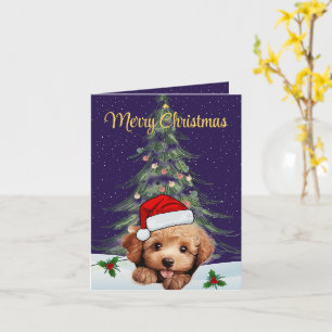 Cartão de Saudação de Natal para Poodle de Brinque