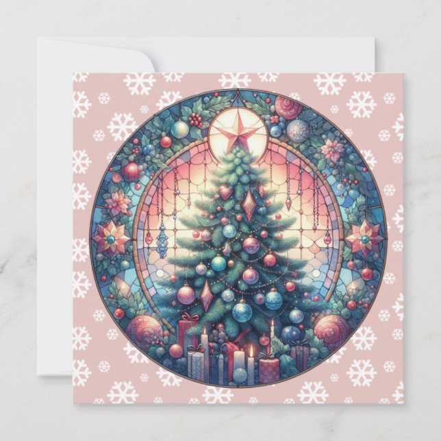 Cartão de Saudação de Natal Redondo da Árvore de N (Frente)