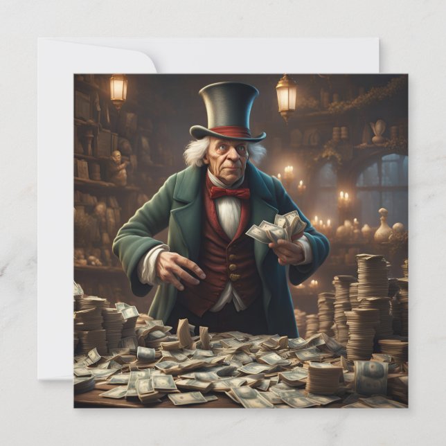 Cartão de Saudação de Natal Scrooge (Frente)