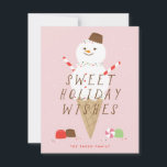 Cartão de Saudação de Natal Snowcone - Rosa<br><div class="desc">Esta adorável carta ilustrada apresenta um verdadeiro cone de neve junto com doces.</div>