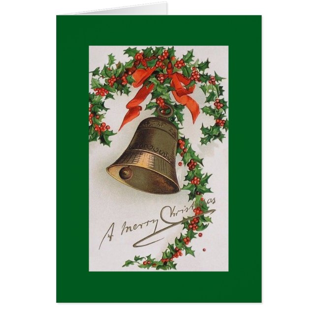 Cartão de Saudação de Natal Vitoriano Bell (Frente)
