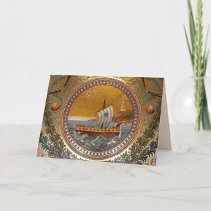 cartão de saudação de navio antigo