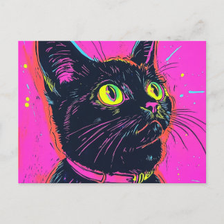 Cartão de saudação de Neon cat