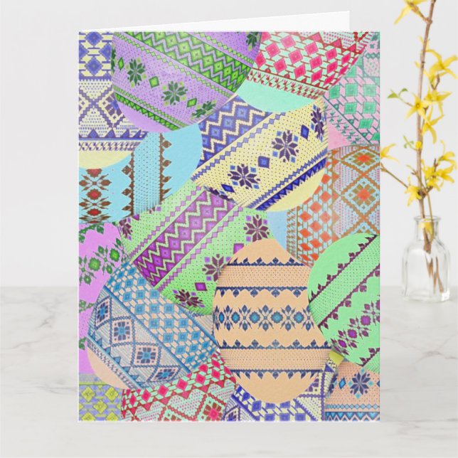 Cartão de Saudação de Ovos de Páscoa Ucranianos (P (Flor Amarela)