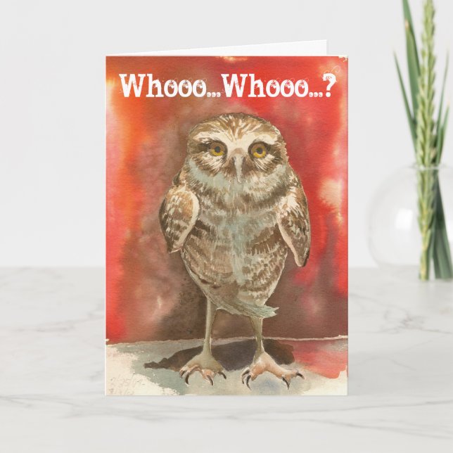 Cartão de Saudação de Owl 'Thnick of You' (Frente)