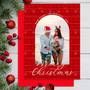 Cartão de Saudação de Padrão de Natal Nórdico Verm