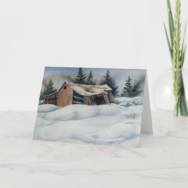 Cartão de Saudação de Paisagem de Neve (Frente)