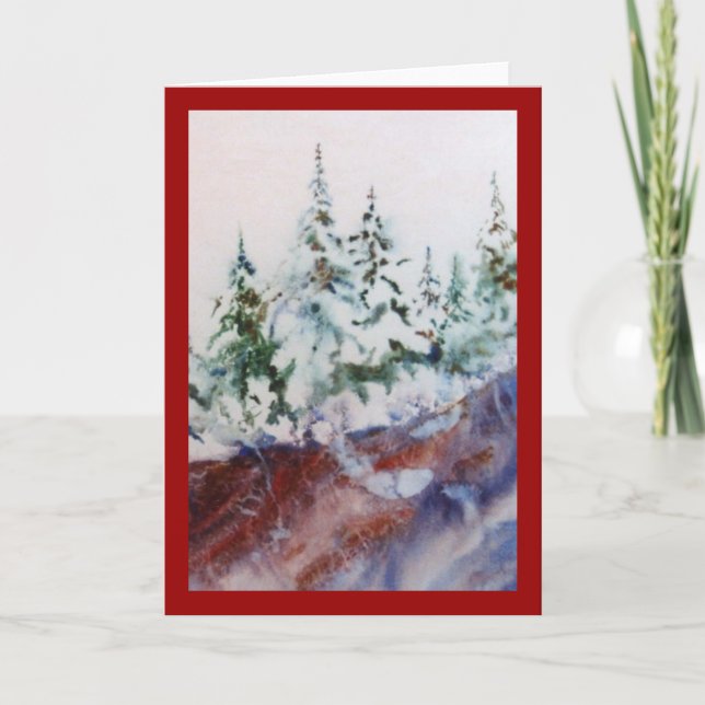 Cartão de Saudação de Paisagem de Neve (Frente)