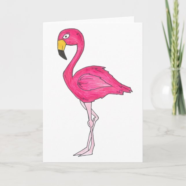 Cartão de Saudação de Pássaro Flamingo Rosa Tropic (Frente)