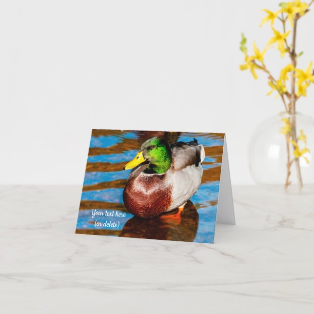 Cartão de saudação de Pato-real Fofo (Flor Amarela)