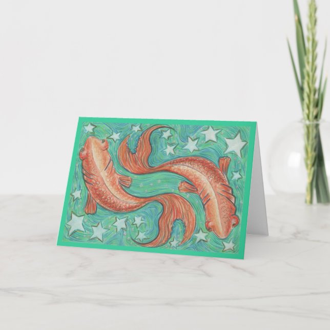 Cartão de saudação de Peixes Zodiac (Frente)