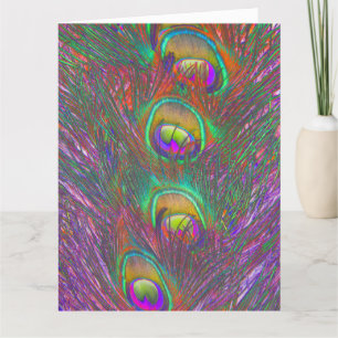 Cartão de Saudação de Penas Peacock de Natal