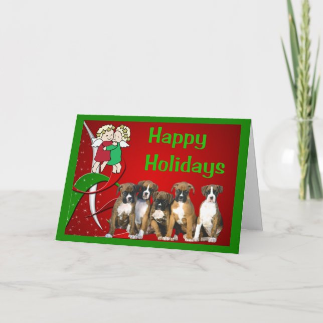 Cartão de Saudação de Pequenos Ângulos de Natal Bo (Frente)