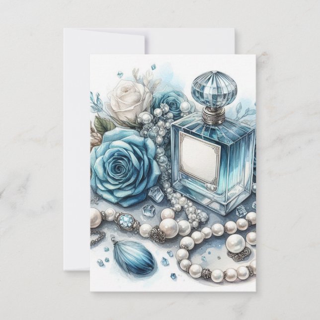 cartão de saudação de perfume azul e flores (Frente)