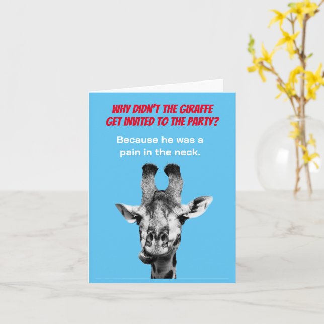 Cartão de saudação de Piada engraçado para Giraffe (Flor Amarela)