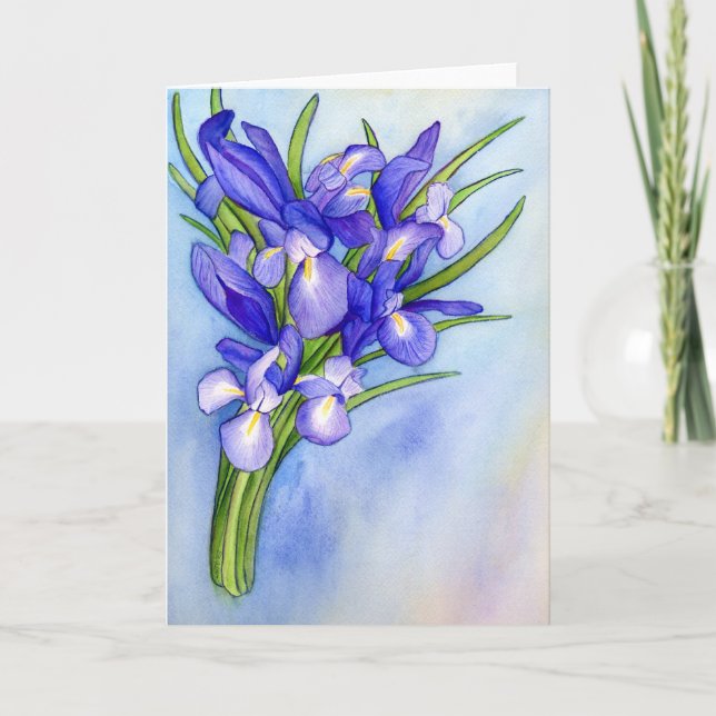 Cartão de saudação de pintura com "Buquê Iris" (Frente)