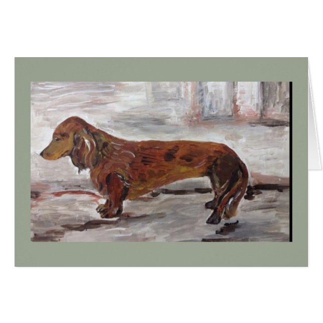 Cartão de Saudação de Pintura Dachshund (Frente horizontal)