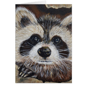Cartão de Saudação de Pintura Raccoon